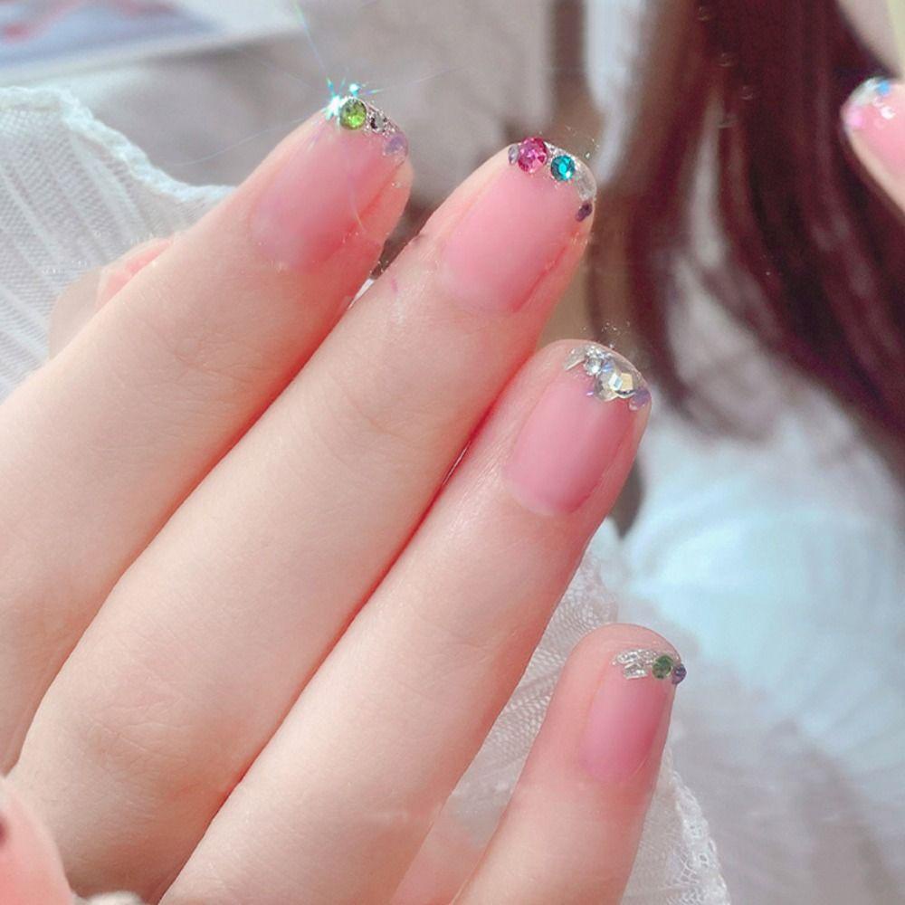 Needway   Hiasan Kuku Batu Kristal Isi 50pcs Jantung Peach Berwarna Kristal Untuk Aksesoris Kuku Manicure Mixed Nail Charms