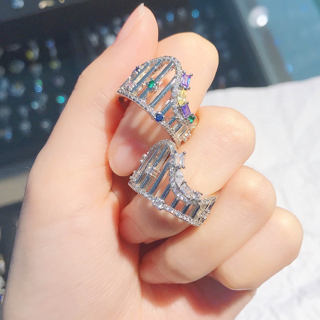 Goldkingdom Fashion Perhiasan Aksesoris Ready Stock Niche Desain Starlight Playground Cincin Kepribadian Baru Temperamen Tangan Dekorasi Cincin Perempuan Terbuka