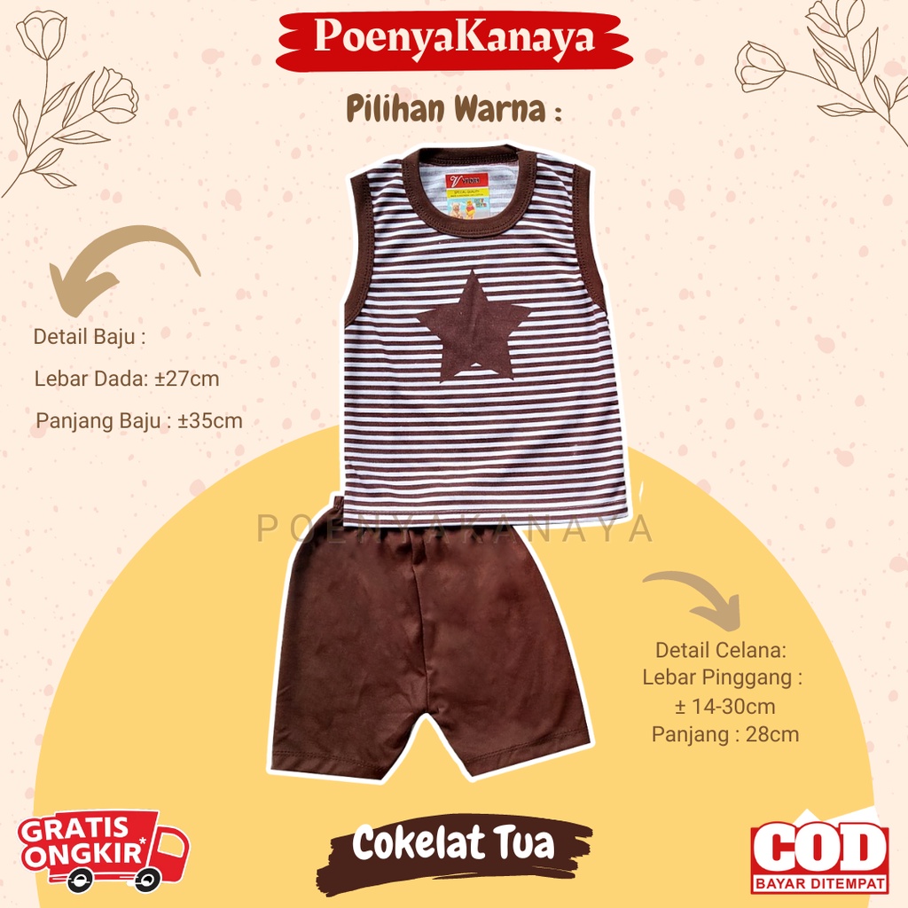 Setelan Baju Bayi Kutung SALUR BINTANG Viori Size 3-12 Bulan STL28