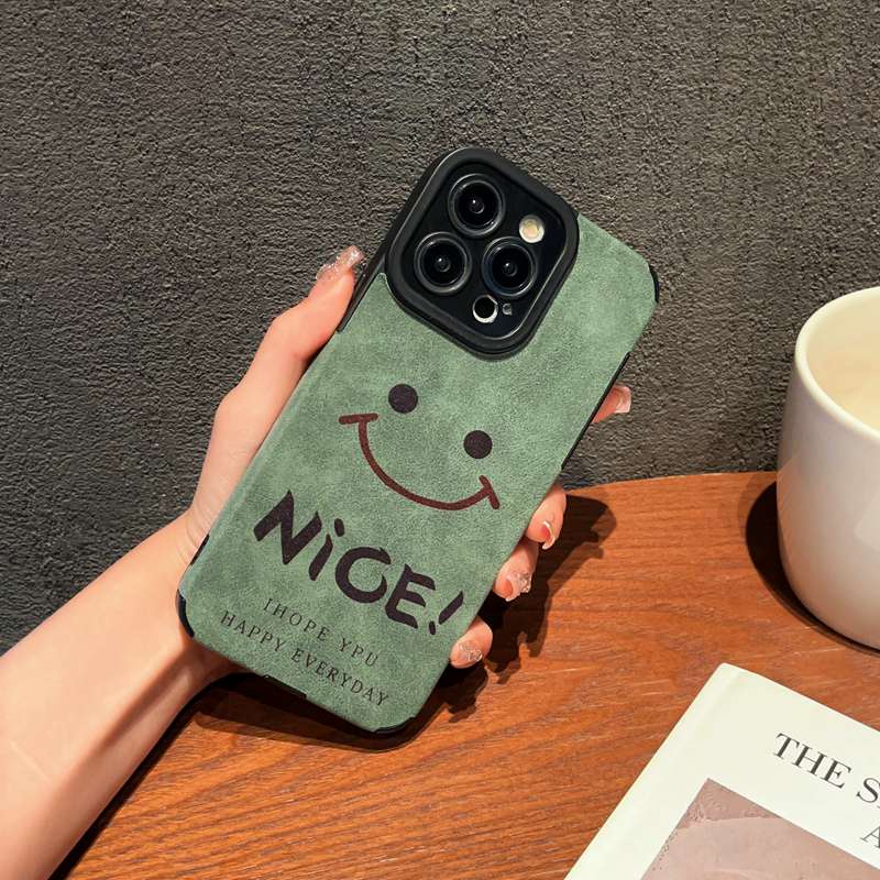 Brown Green Men's Retro Leather Soft Case for IPhone 7 Plus 8 Plus X XS XR XS Max 11 13 12 14 PRO Max 14 Plus SE 2020 2022 Nice Smile