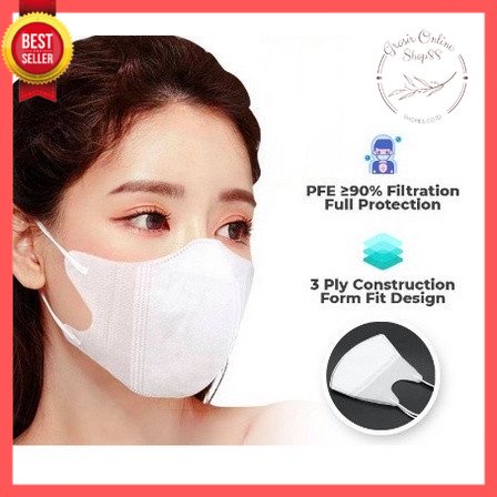 GOS -D411- Masker Duckbill Earloop Warna Putih Isi 50 Pcs