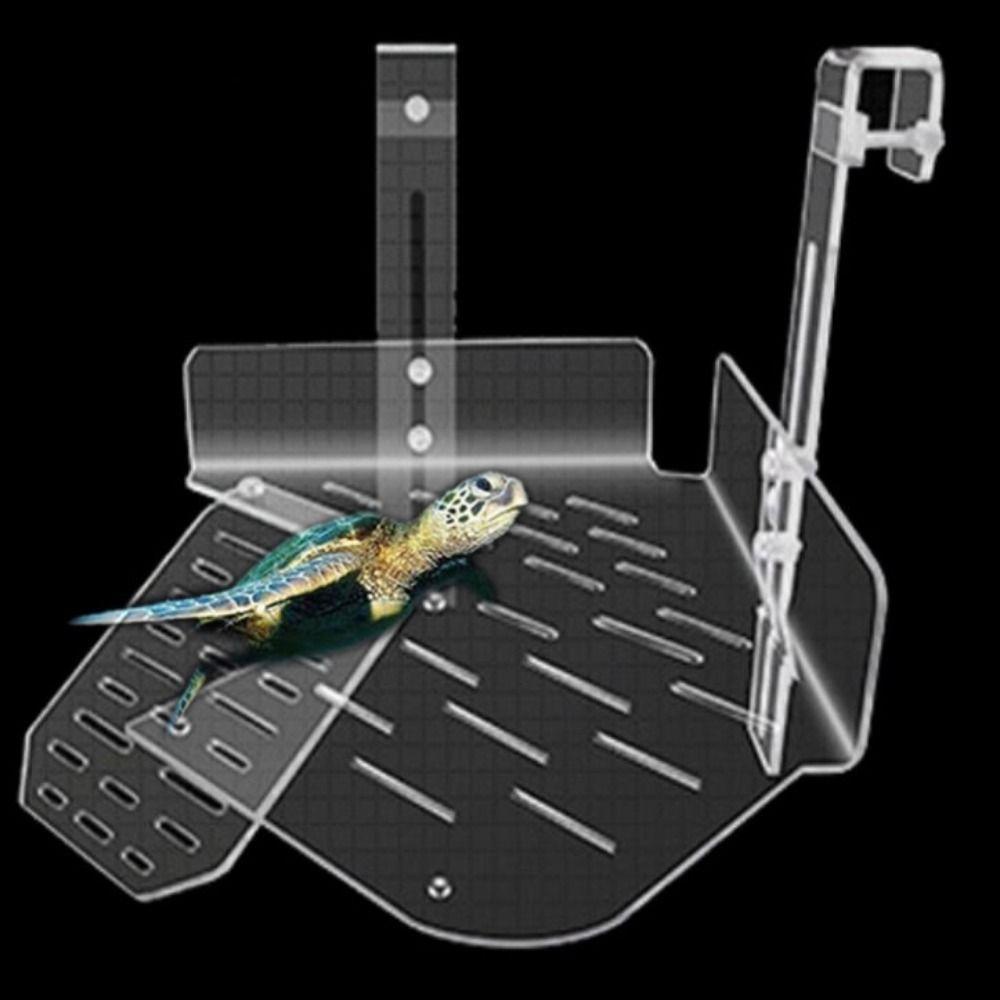 [Elegan] Turtle Basking Platform Kreatif Transparan Dengan Kait Atau Suction Cup Removable Tahan Lama Mengambang Reptil Habitat