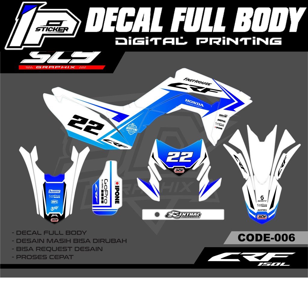 DECAL CRF 150 L HITAM ORANGE FULL BODY