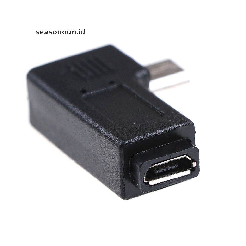 Seasonoun 2PCS 90derajat Micro Sudut Kiri &amp; Kanan USB Male to Female Plug Adapters Charger.