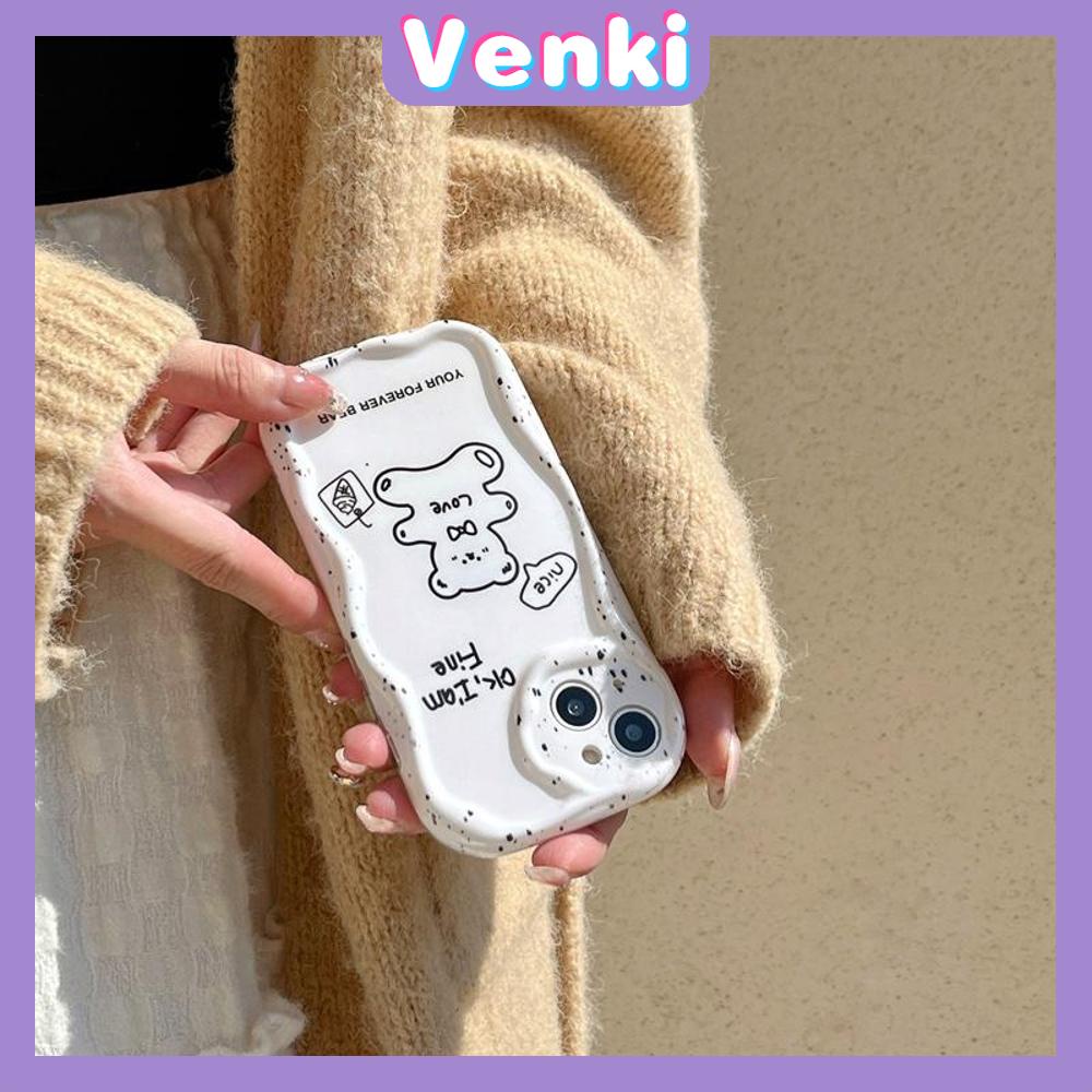 Case iPhone 11 Pro Max TPU Soft Case Glossy White Curved Wave Case Cute Cartoon Bear Camera Protection Shockproof For iPhone 14 13 12 11 Plus Pro Max 7 Plus X XR