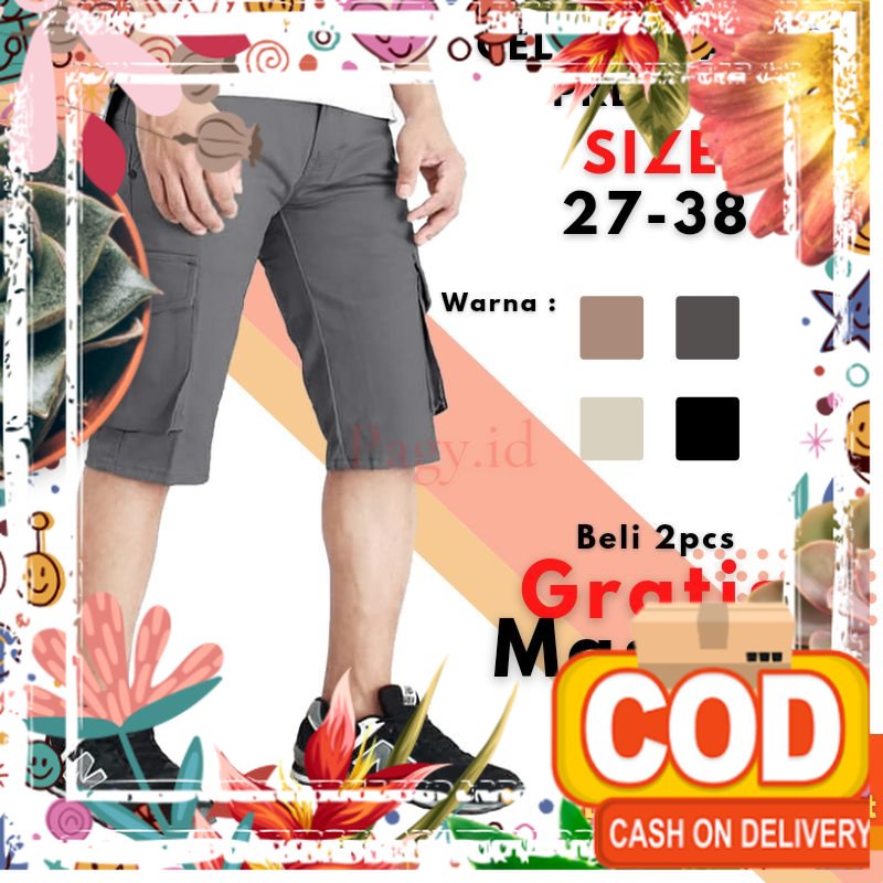 Celana Cargo Kargo Bomber Sepan Pendek 3/4 Selutut Cardinal Gunung PDL OurdoorTactical Kempol Pria L