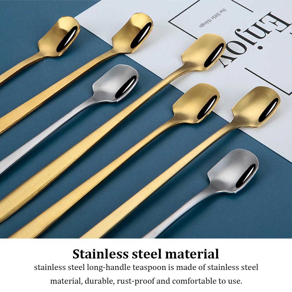 Sendok Pengaduk Kopi Peralatan Makan Reusable Honey Dessert Spoons Square Head Sendok Teh Stirring Stick Kitchen Bar