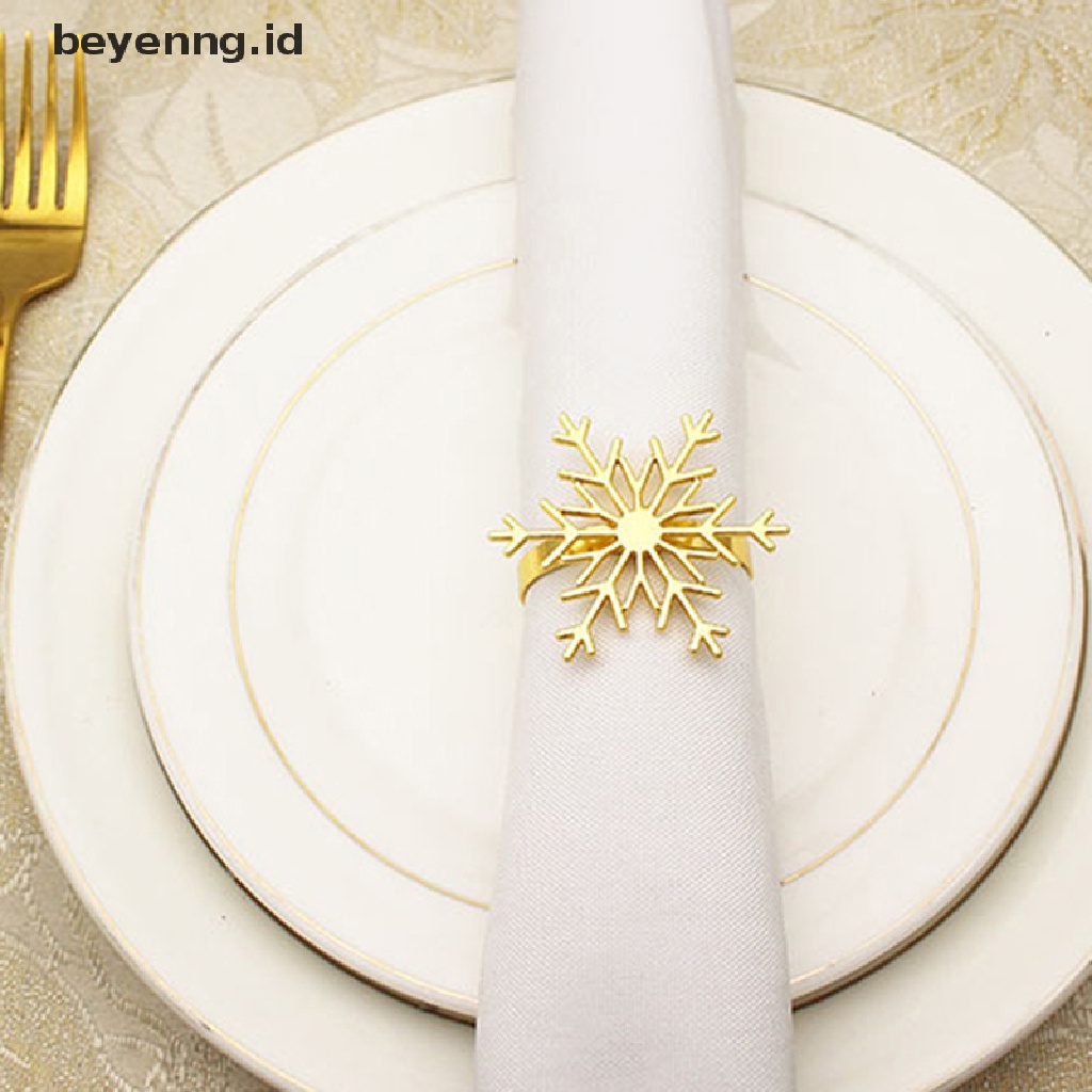 Beyen Cincin Serbet Berbentuk Snowflake Natal Setg Meja Makan Tombol Napkin Ring ID