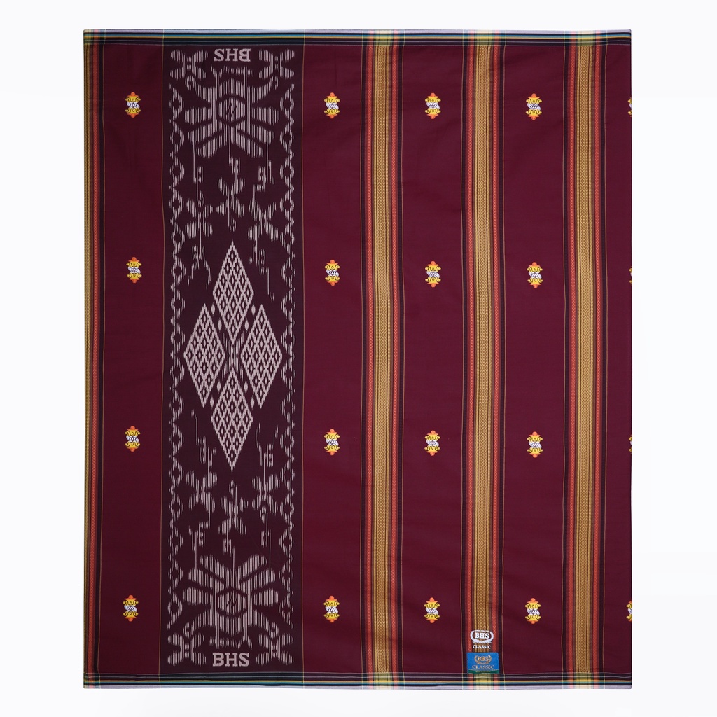 Sarung BHS Classic Gold Motif C45 SSH Maroon/ BHS CLS SSH G