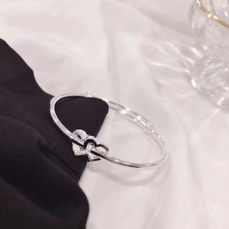 Gelang Tangan Push and Pull Hati Ganda Bahan Alloy Fashion Untuk Wanita