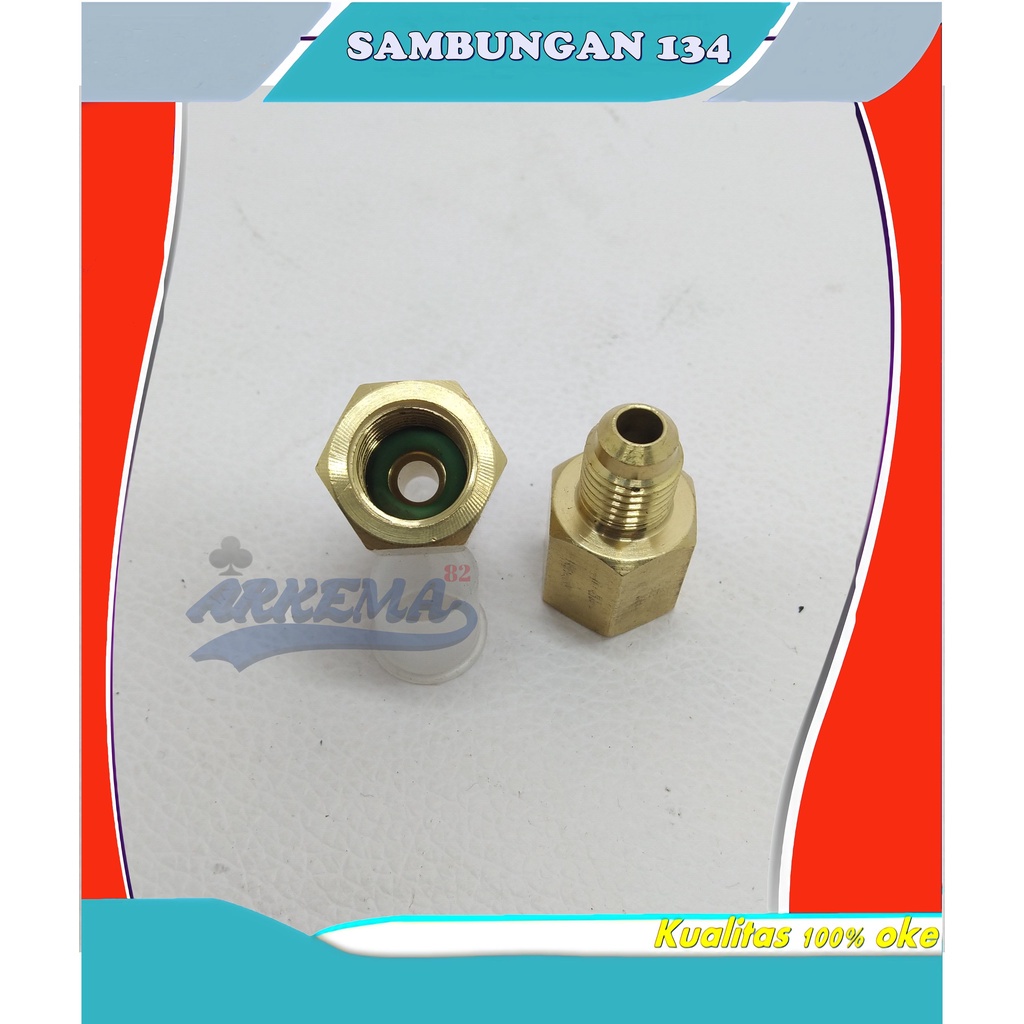 SAMBUNGAN NEPEL R134 ADAPTER | NEPEL TABUNG GAS FREON KLEA R 134   5/16&quot; KE 1/4&quot; | SAMBUNGAN R134