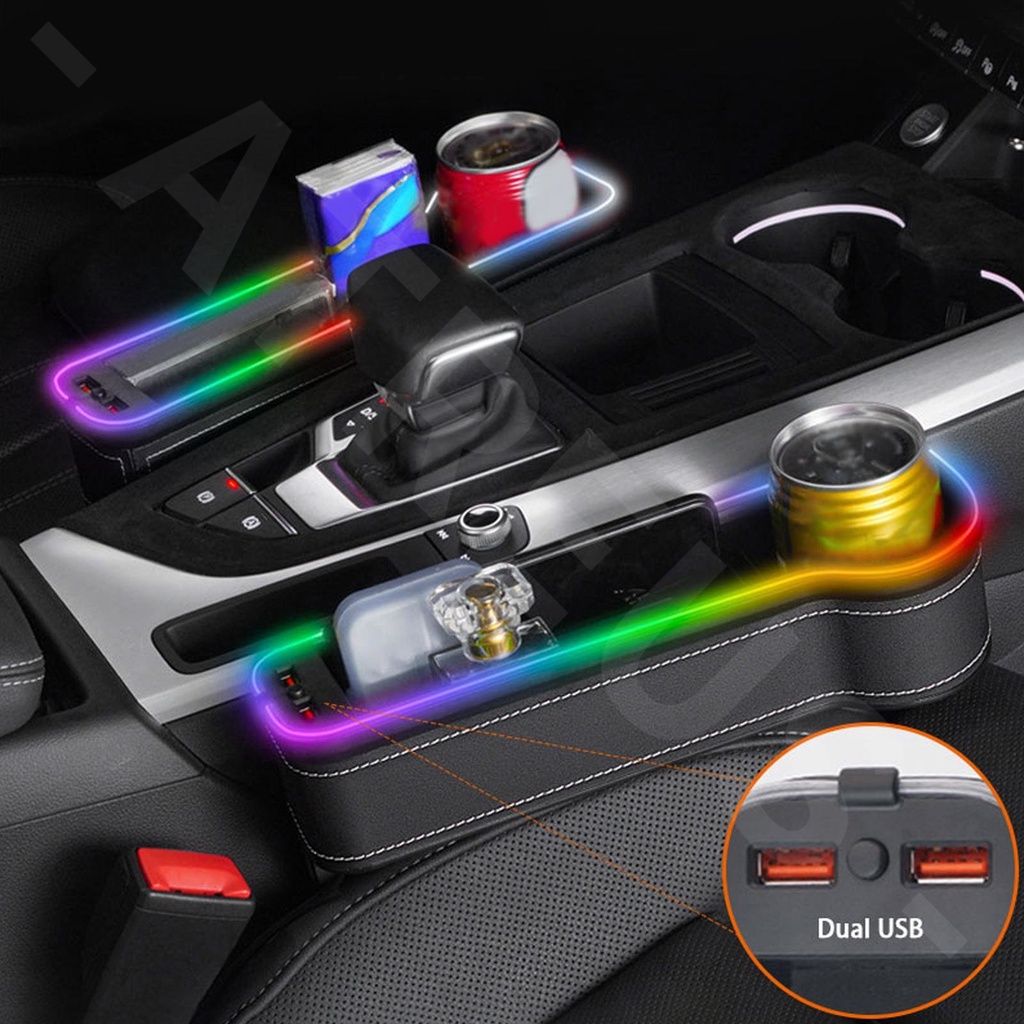 Audi Kotak Penyimpanan Celah Kursi Mobil Dapat Dicharge Dengan LED Ambient Light Dompet Card Holder Untuk A3 8l A1 Q5 TT mk2 A5 A4 B7 B8 B5 A6 C7 C6 Q7 Q3 RS3