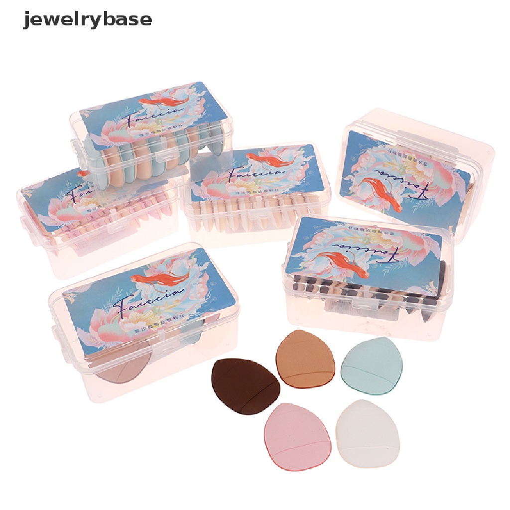 [jewelrybase] 10pcs/box Ukuran Mini Finger Puff Set Makeup Spons Concealer Puff Makeup Tools Butik