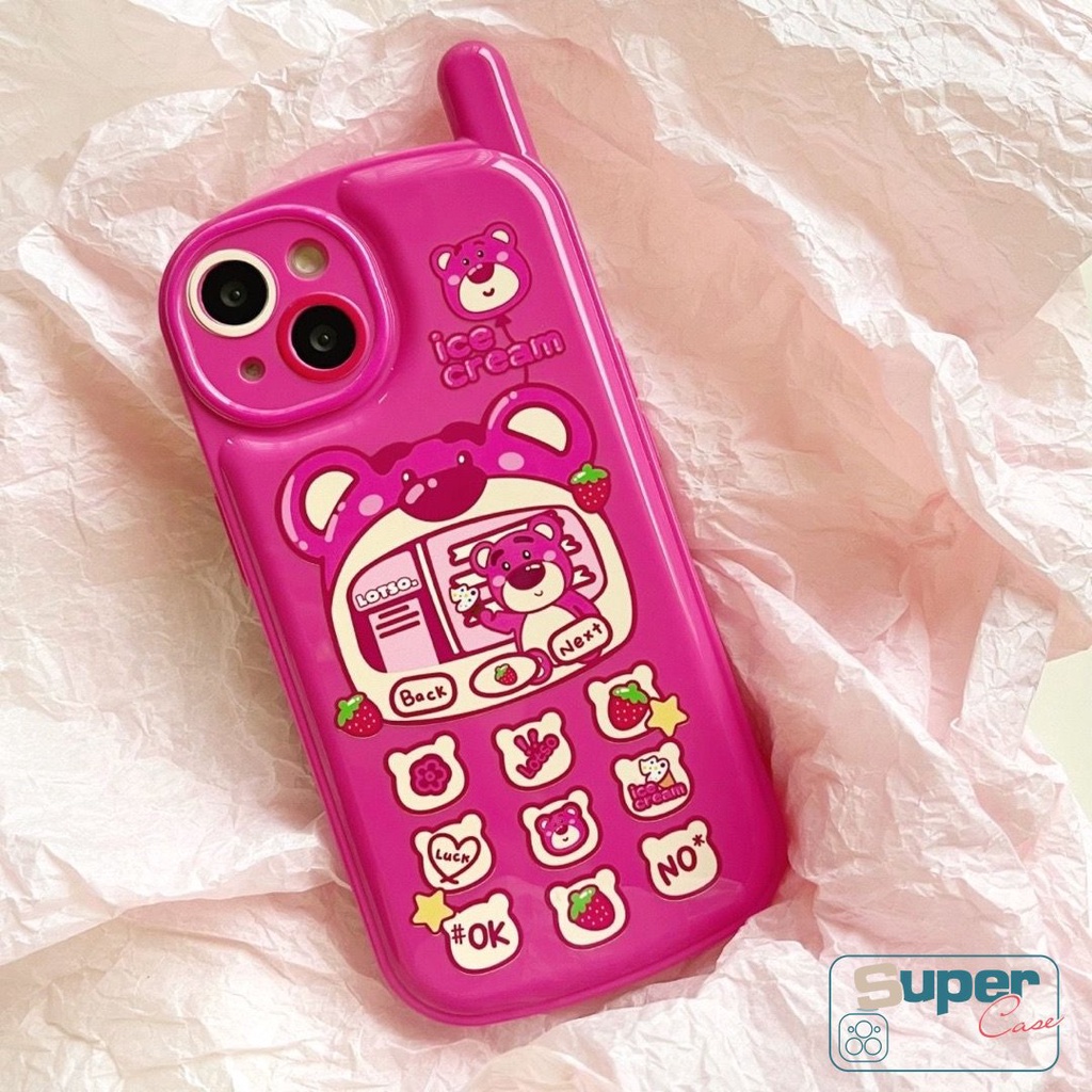 IPHONE Kepribadian Retro Kartun Ponsel Bentuk Case Kompatibel Untuk Iphone13 11 14 12 Pro MAX 7Plus 8Plus XR X XS Max7 8 Plus SE 2020 Kreatif Lucu Strawberry Manyo Lembut Tpu Cover