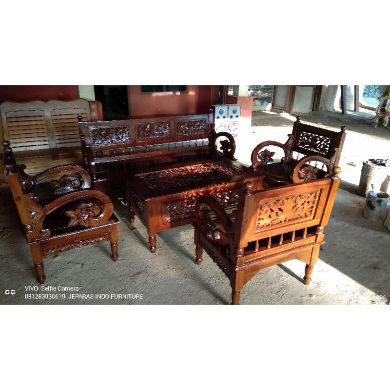 kursi tamu arimbi kayu jati jepara/kursi tamu jati ukir jepara
