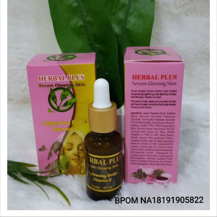 HERBAL PLUS SERUM GLOWING LIGHTENING GOLD VITAMIN C Menghaluskan dan Melembabkan Wajah