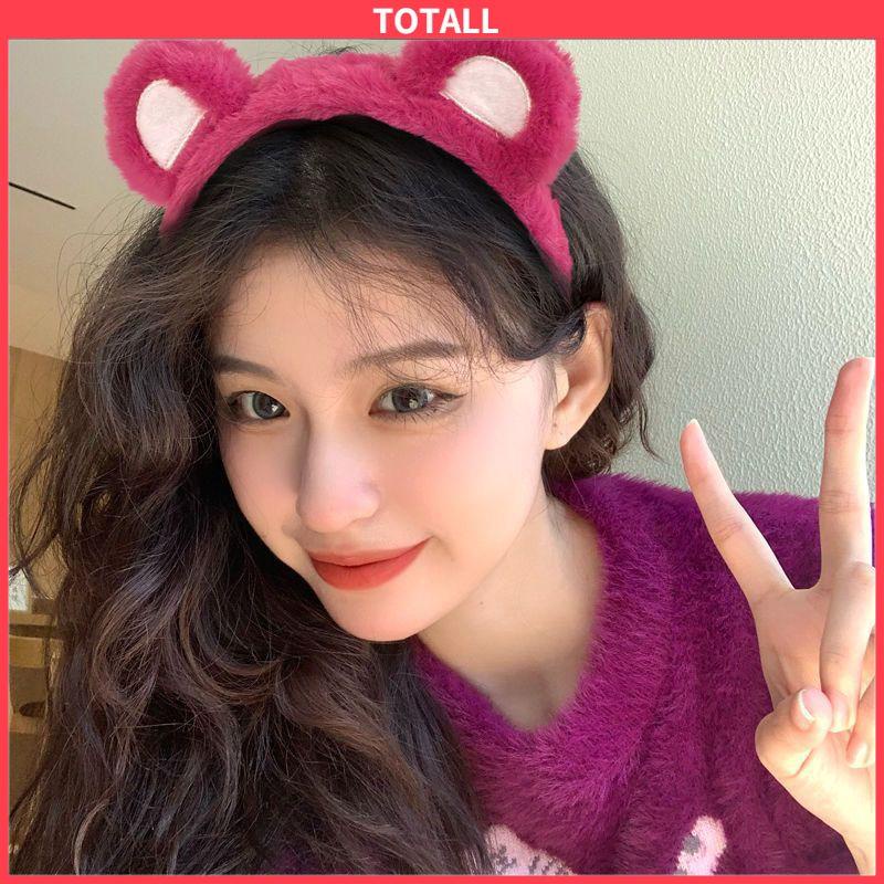 COD Mewah Strawberry Bear Bando Wanita Cuci Muka Ikat Kepala Lucu Jepit Rambut Bulang-Totall