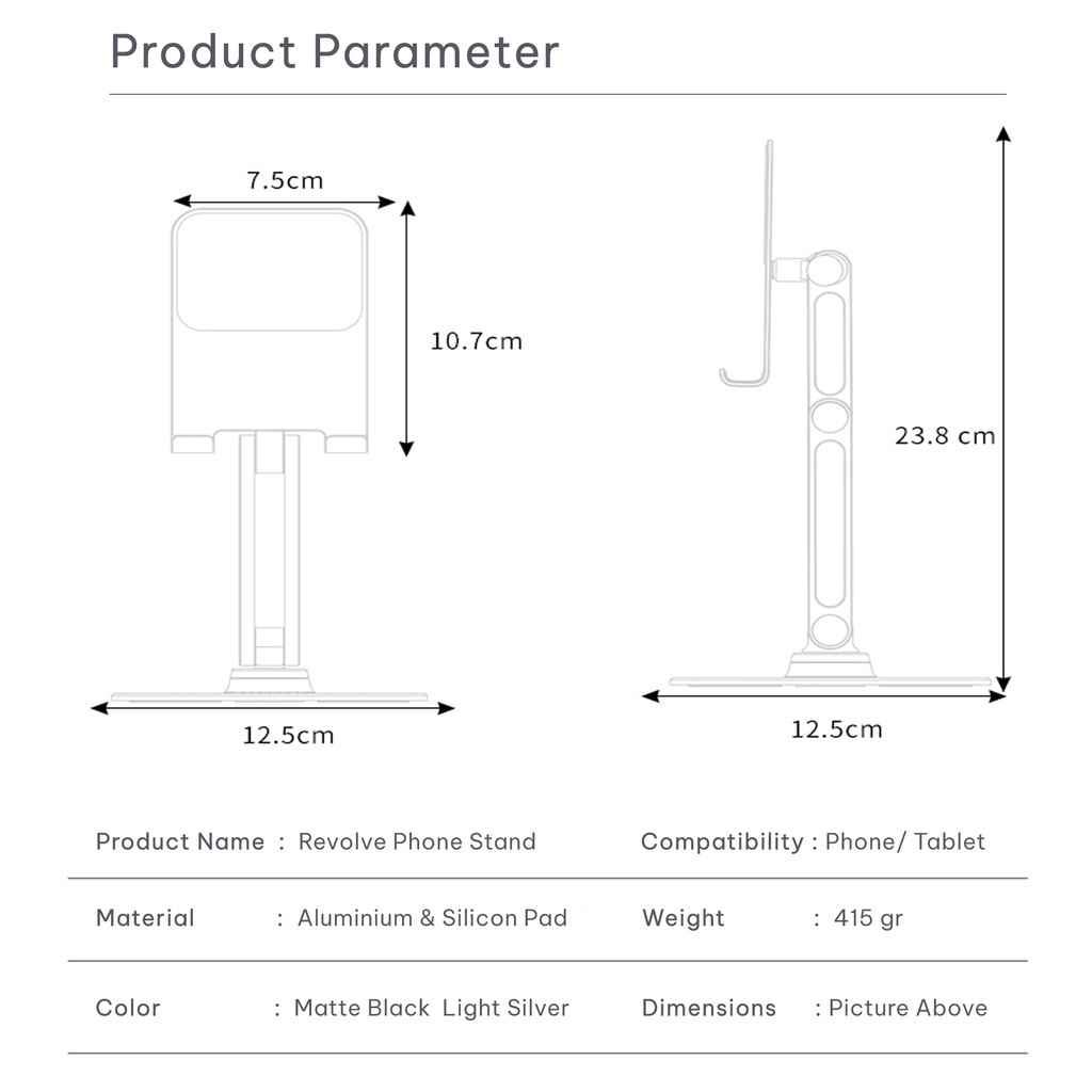 Colta P5 360 Revolve Phone/Tablet Stand Holder Circle Aluminium Tab Dudukan
