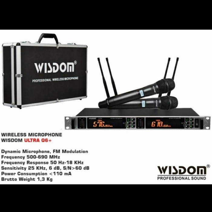 Mic wireless wisdom ultra q6 q 6 plus handheld microphone original - Merah