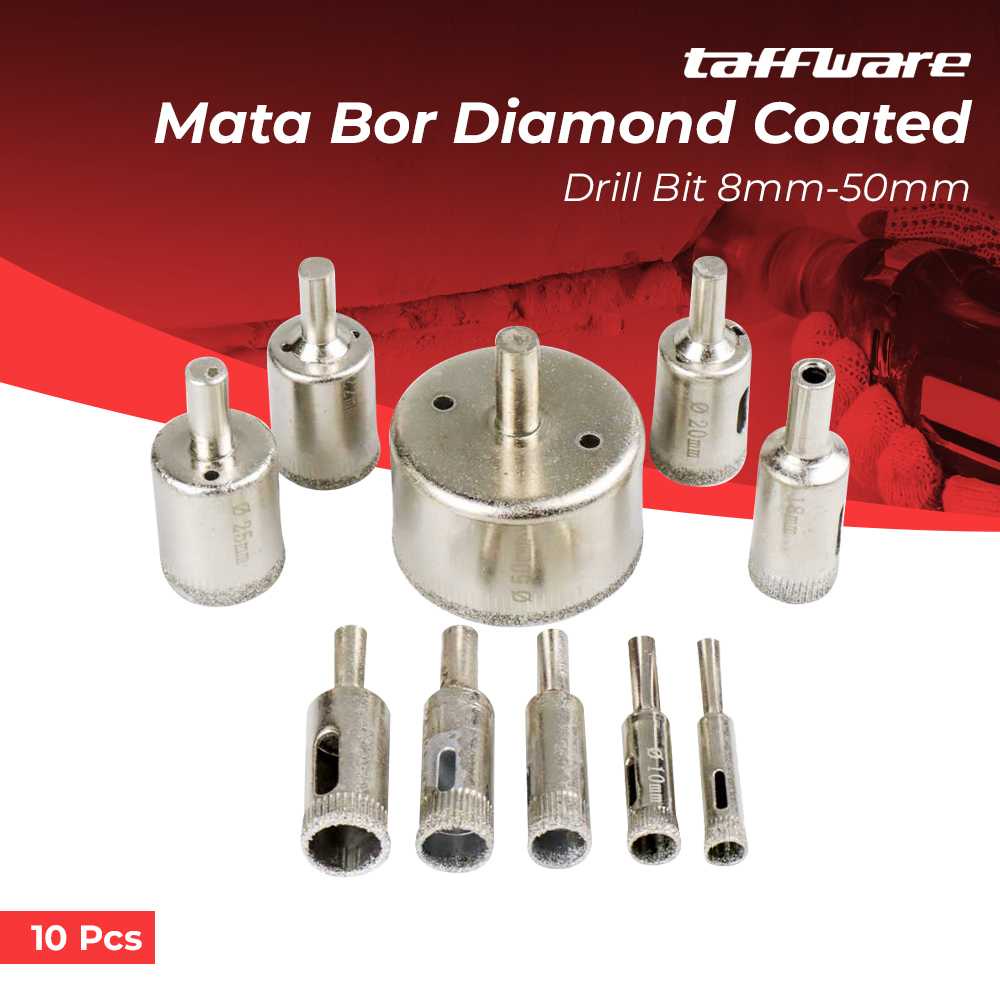 (BISA COD) FTIHSHP  Mata Bor Diamond Coated Hole Drill Bit 8mm-50mm 10PCS - GJ0106