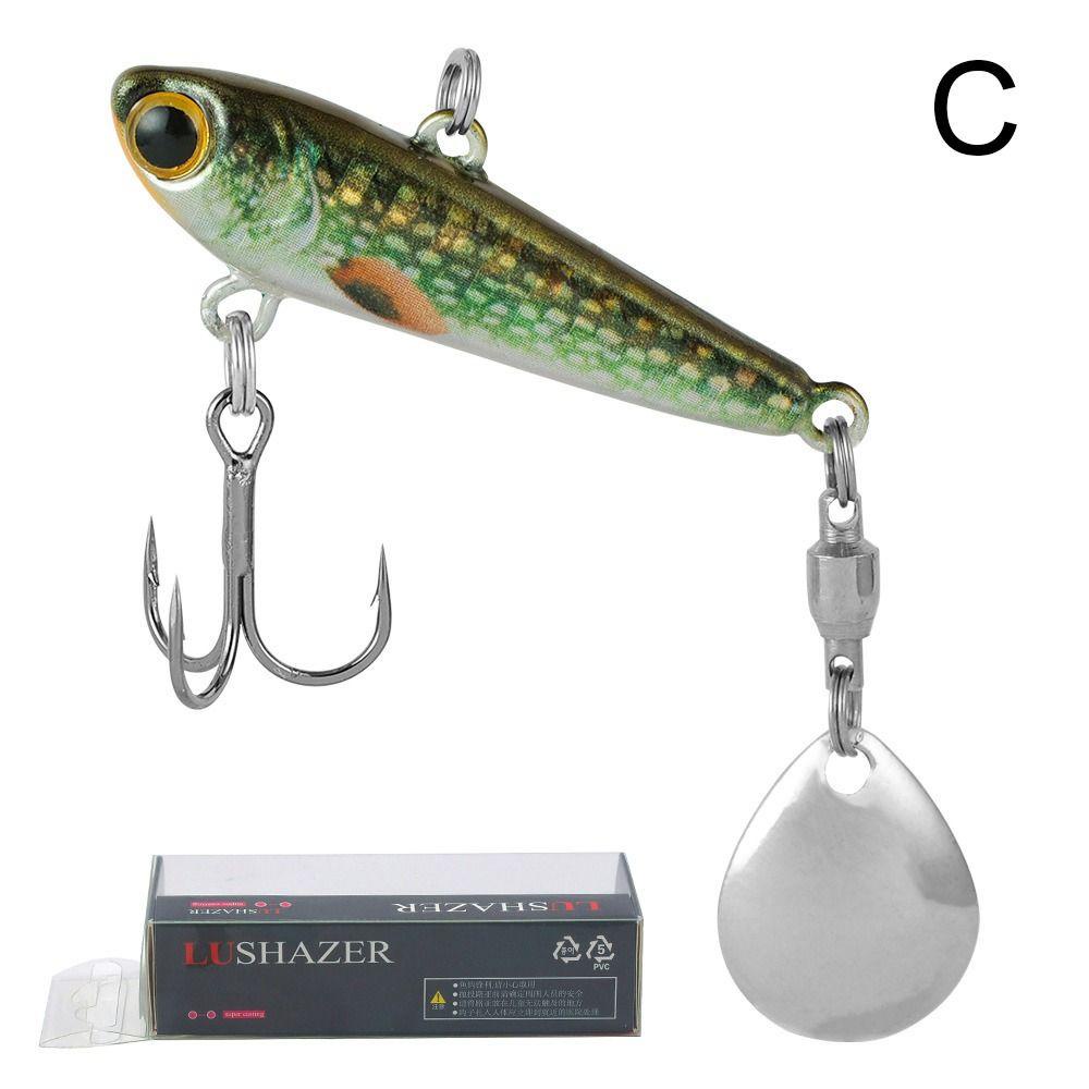 TOP Umpan Pancing Metal Spinner Tackle 49cm 19g Sendok Metal Rotate Sequin Treble Hook