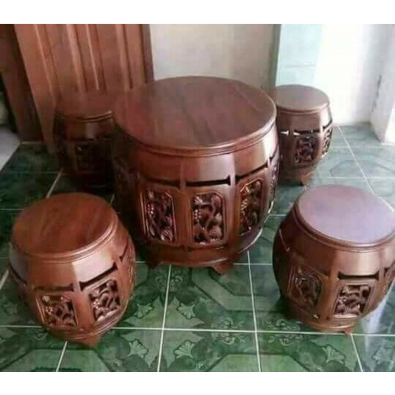 kursi teras jati jepara/kursi teras gendang kayu jati