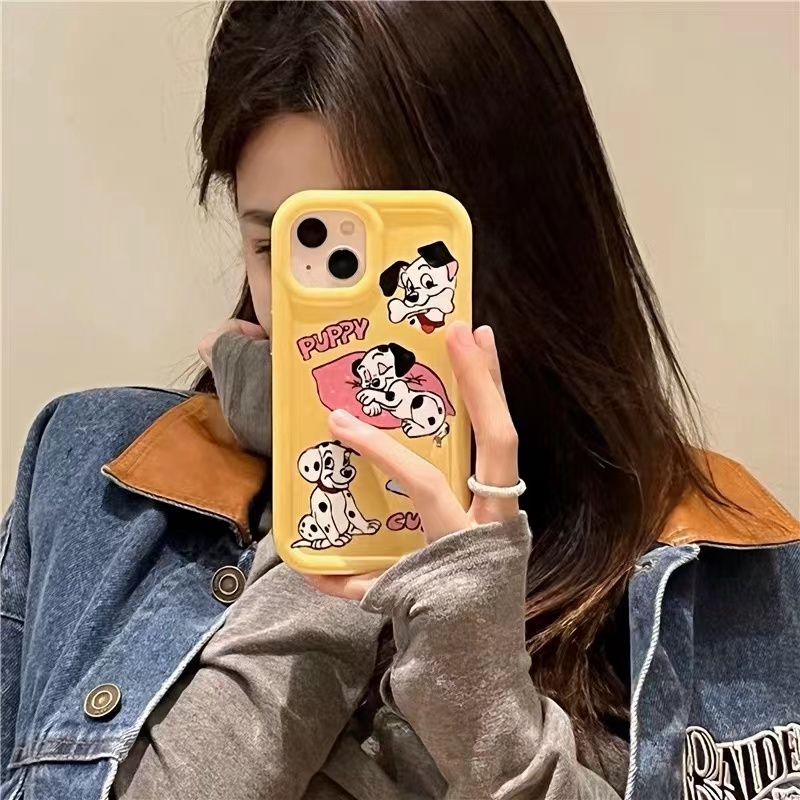IPHONE Cute Puppy Soft Phone Case Kompatibel Untuk Iphone14 13 11 12 Pro XS Max X Xr7 +8 Plus Casing TPU Silikon Shockproof Cover
