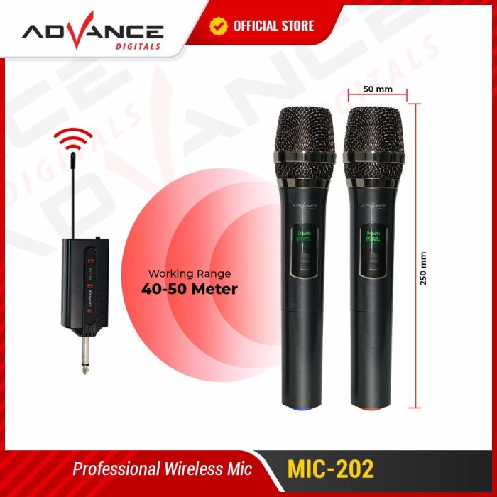 Mic Advance 202 Profesional 2 Mic Wireless Microphone Karoke Mic Duet