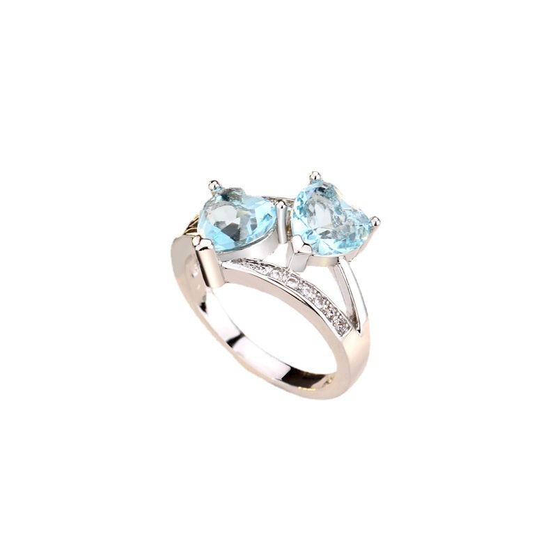 Aksesoris Perhiasan Fashion Goldkingdom Ready Stock Wish Populer Di Eropa Dan Amerika. Cincin Zirkon Berbentuk Cinta Ganda Warna Berlapis Dengan S925 Silver Zircon Ring