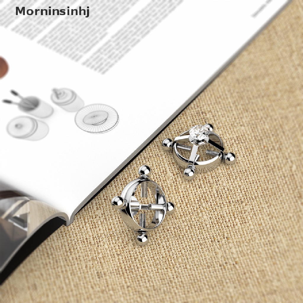 Mornin Baru Stainless Steel Perhiasan Puting Palsu Putaran Non Nipple Cincin Bertatahkan Zirkon Fake Nipple Sexy Jewelry Charming Nipple Clips Clamping id