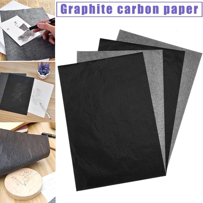 100lembar Kertas Karbon A4 Hitam Legible Graphite Transfer Paper Tracing Painting Reusable Art Surfaces Copy Papers