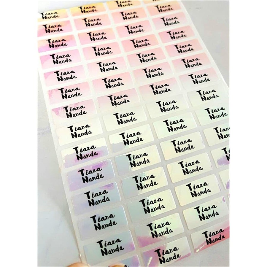 

Lalala Baby Label Nama Polos Pelangi Waterproof Glitter Gradasi Pastel Berbagai Ukuran Untuk Perempuan