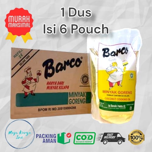 Barco Minyak Goreng Kelapa / Coconut Oil 2 Liter Dus isi 6 Pcs