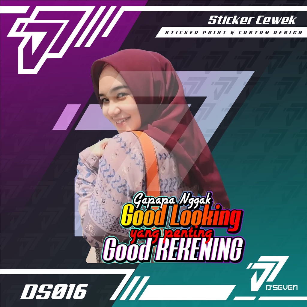Stiker Foto Cewek Cantik Hijab Vector Custom Bisa Request Foto & Kata-kata - Stiker Mobil / Motor / 