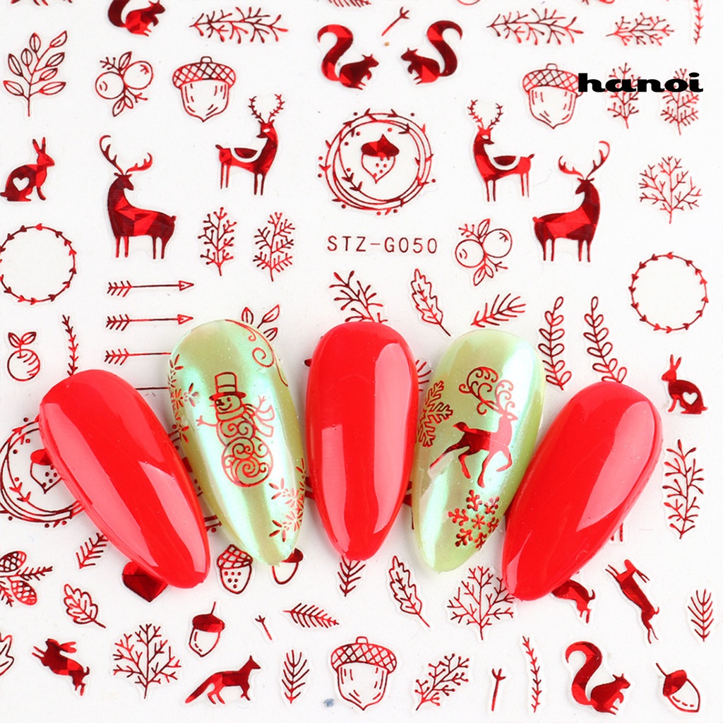 Hi Stiker Nail Art Motif Natal Efek 3D Hidup Tidak Luntur DIY Tema Xmas Stiker Nail Art Desain Manicure Untuk Perempuan