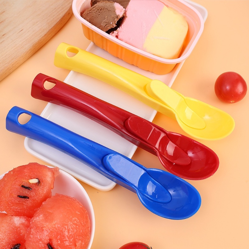 Random 1Pc Sendok Plastik Tebal Dessert Buah Rumah Tangga/Sendok Penggali Es Krim Sendok Bola Food grade Mudah Dibersihkan