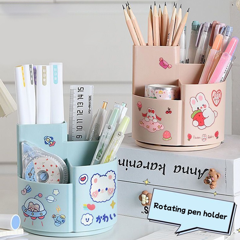 Aneka Warna Multi Fungsi Rotatable Pen Holder Kapasitas Besar Desktop Organizer Box