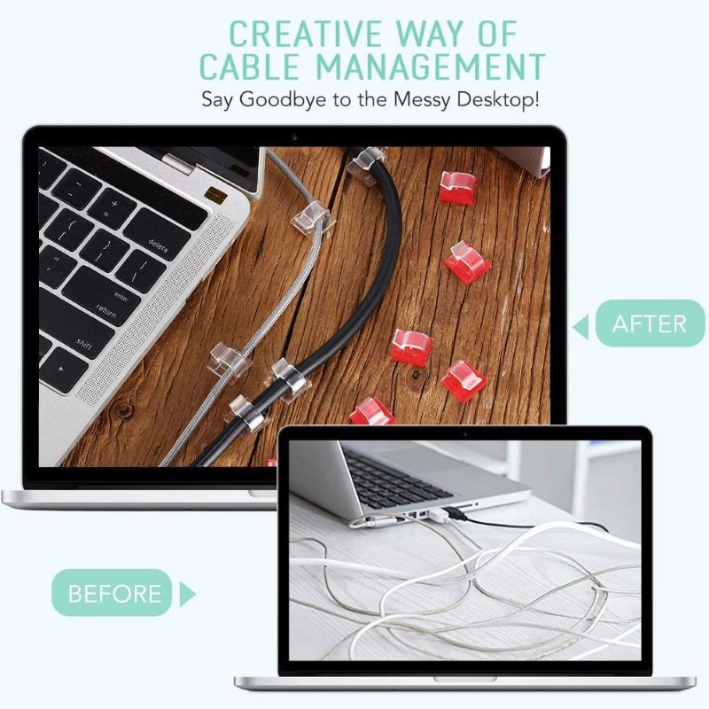 [Unggulan] Usb Data Line Winder Pengikat Kabel Mobil Charger Line Clasp Self-adhesive Wire Cord Clip Reusable Fastening Cable Cords Organizer Desk Top Cable Wire Holders