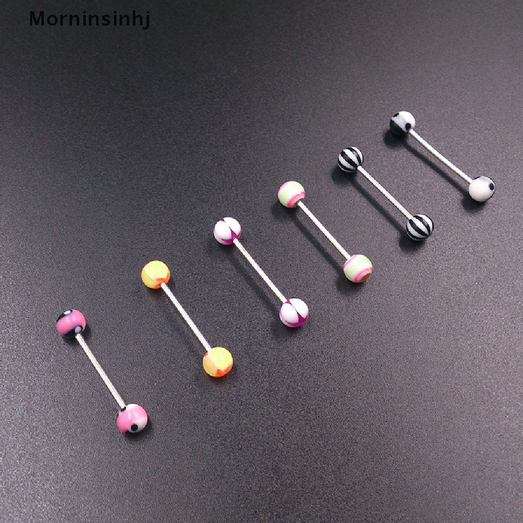 Mornin10/30/50campur Akrilik 316L Lidah Nipple Bar Cincin Barbel Perhiasan Tubuh id