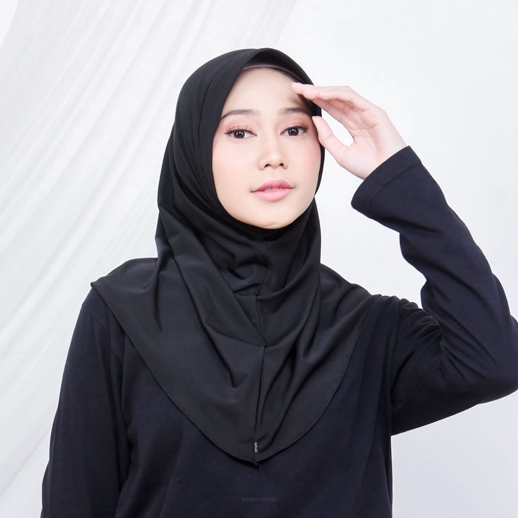 Kerudung Bergo Qaila Penguin Jilbab Instan Hamidah Size M Menutup Dada Hijab Sport pet Tebal Bahan Jersey Premium - Stars Seven