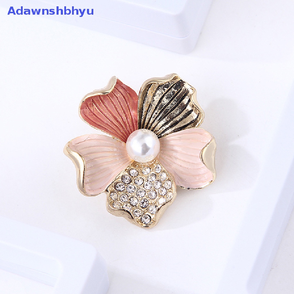 Adhyu Fashion Kristal Berlian Imitasi Mutiara Bunga Bros Pin Wanita Gadis Anti-exposure Brooch ID