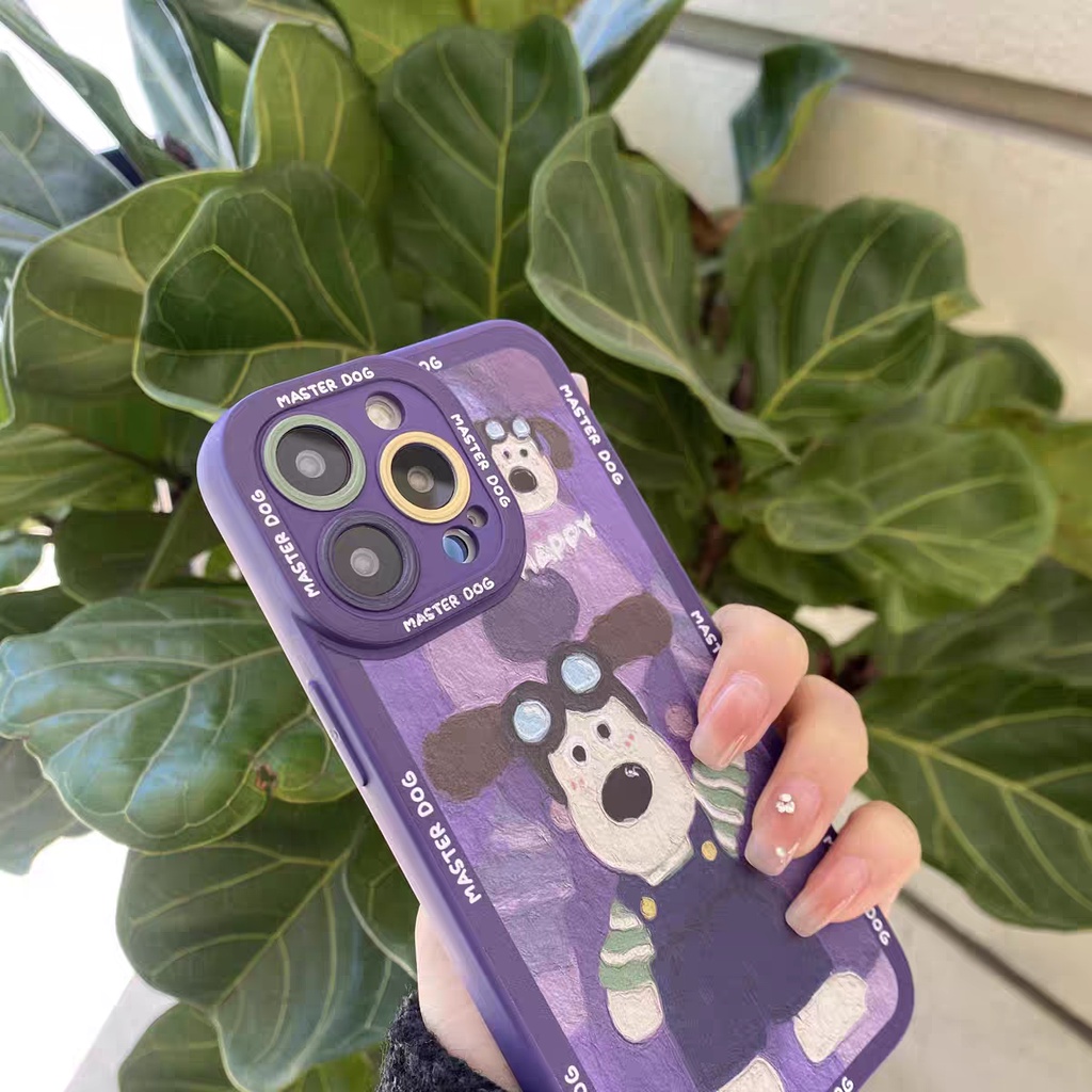 IPHONE Ins Pola Anjing Cocok Untuk Iphone14 14pro 14plus 13 13pro 13prm iPhone12 7Plus 8Plus Xr XS 13 Pro Max Empat Sudut Casing Ponsel Tahan Guncangan