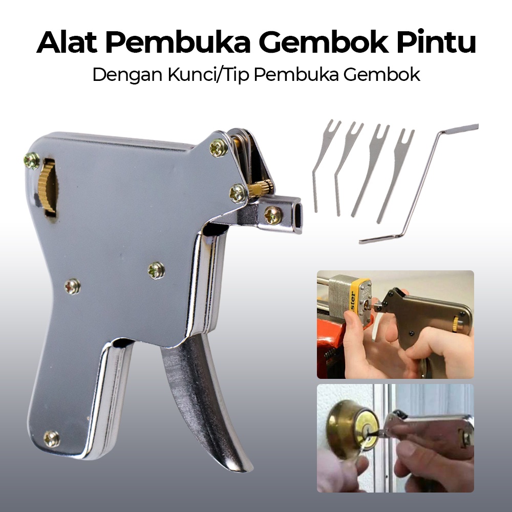 Alat Pembuka Gembok Pintu Lockpick Gun Locksmith Tool - LS-089 - Silver