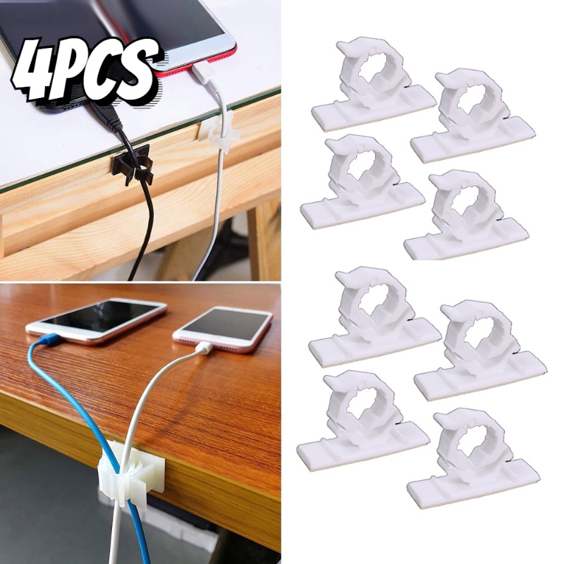 4pcs Klip Kawat Kabel Perekat Diri Adjustable Organizer/Pengaturan Kabel Meja Cord Holder Untuk Klem Penggulung Kawat Interior Mobil