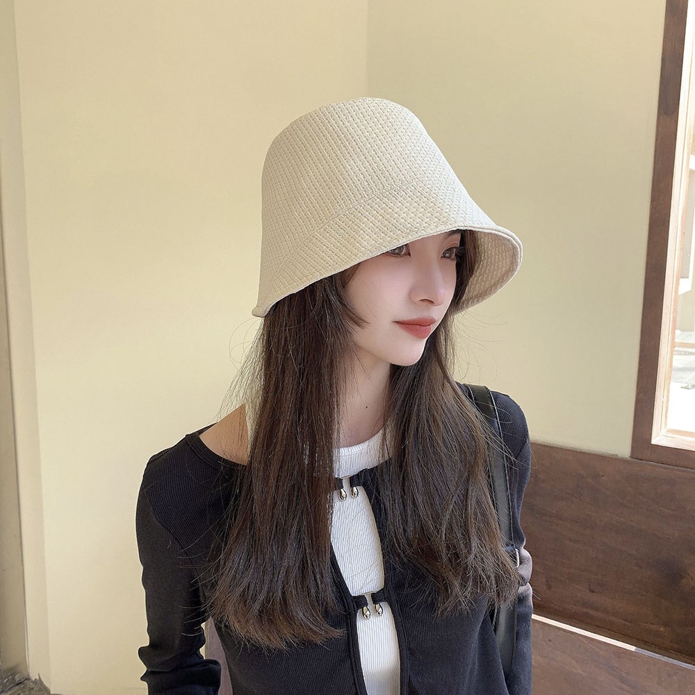 Topi Nelayan Perempuan Musim Panas Sederhana Outdoor Perlindungan UV Tabir Surya Bucket Hat