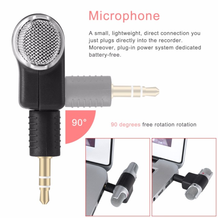 Mini Microphone External Stereo Mikrofon 3.5mm USB Laptop PC Komputer