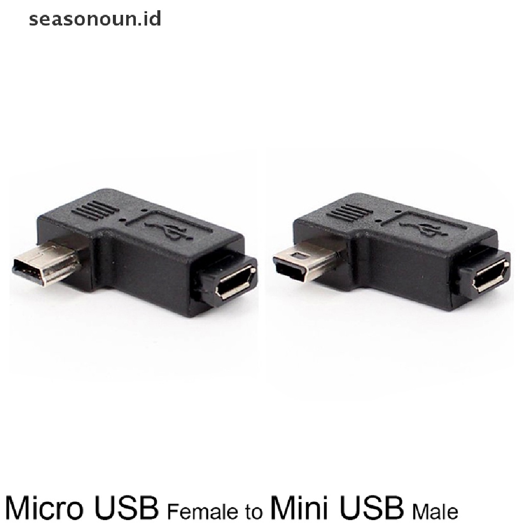 Seasonoun 90derajat Sudut Kanan Kiri Mini USB Type A Male To Micro USB Female Adapter.