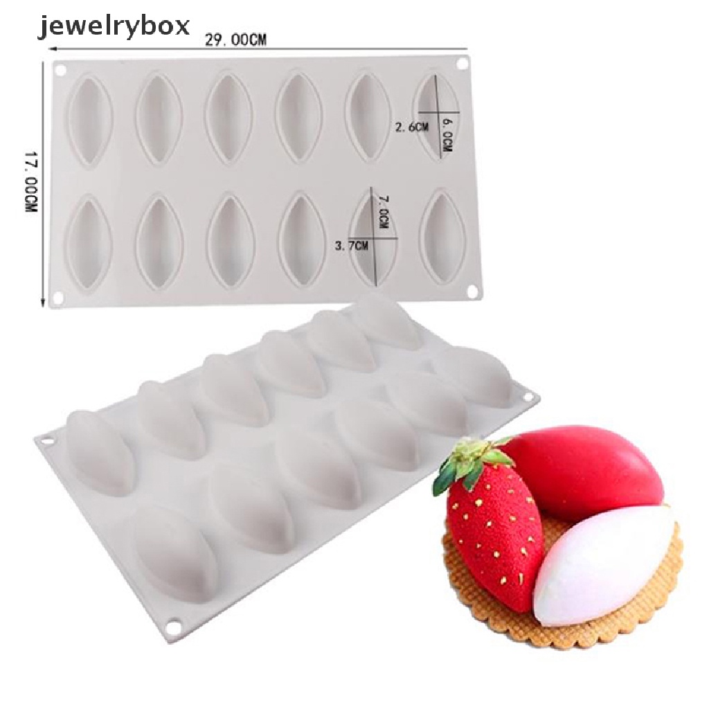 [jewelrybox] 12 Cavity Cetakan Fondant Kue Silikon Bentuk Cetakan Berbentuk Quenelle Mousse Cake Alat Butik