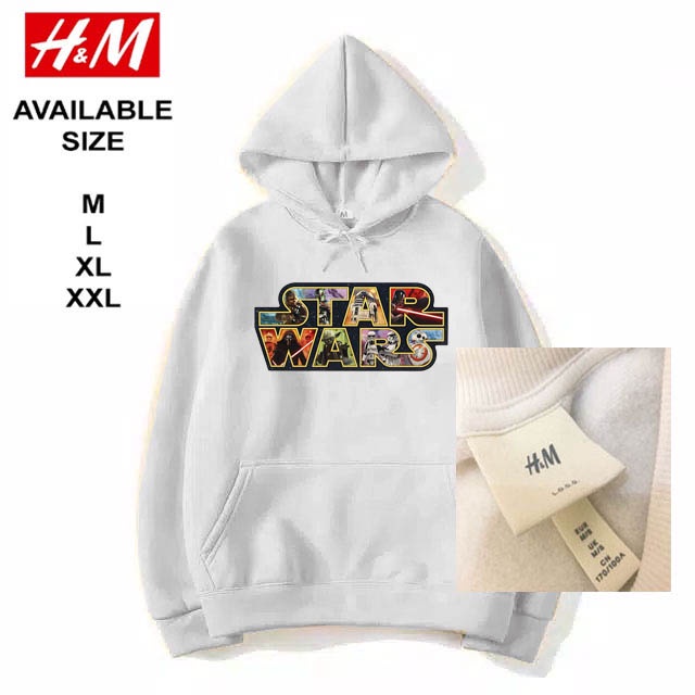 INDO - Jaket Hoodie Star Wars H*M USA Full Label | Sweater Hoodie Nasa Star Wars Marvel Avengers Pria Wanita Cream