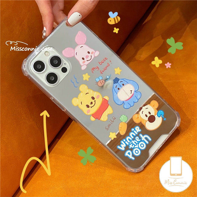 Case Cermin Make Up Kartun Disney Manyo Winnie The Pooh Kompatibel Untuk IPhone 7plus XR 8plus 11 12 13 Pro MAX 11 Pro Max7 8 Plus X XS MAX SE Toy Story Lucu Shockproof TPU Cover